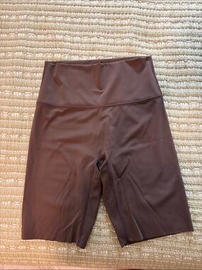 aerie High-Waist Bike Shorts in Chocolate Brown